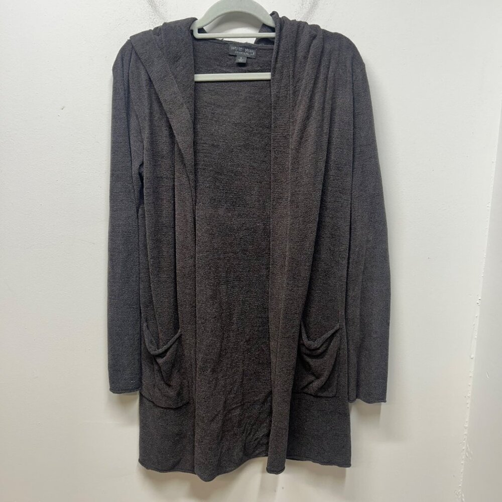 Barefoot Dreams CozyChic Ultra Lite Hooded Cardigan With Pockets Charcoal Gray S
